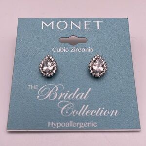 NWT Monet Bridal Collection Cubic Zirconia Pierced Earrings